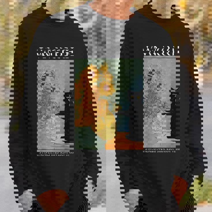 ゴッホ 黒猫 ひまわり おもしろ猫 スウェットシャツ 彼への贈り物