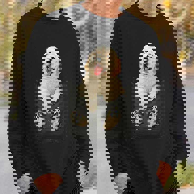 ゴールデンレトリバー ポケットに入った子犬 スウェットシャツ 彼への贈り物