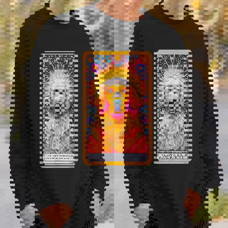 ゴールデンレトリバー 面白いtシャツ 犬 タロット カード メンズ 子供 おもしろ 服 グッズ ネタ わんこ スウェットシャツ 彼への贈り物