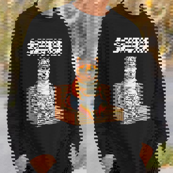 サウナauna さうな 整う アウトドア 焚火 おもしろ 犬 柴犬好き 柴犬 名言 文字 面白い ふざけた ネタ スウェットシャツ 彼への贈り物