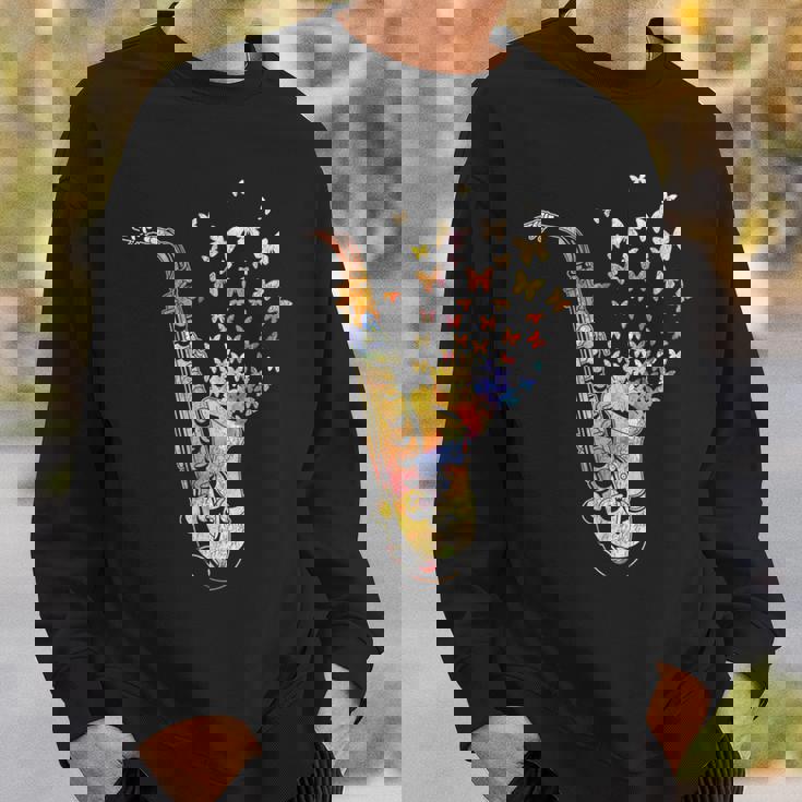 サクソフォニスト コロラド 蝶 音符 ジャズサックス スウェットシャツ 彼への贈り物