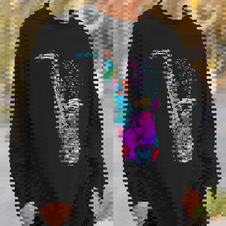 サクソフォン プレーヤー ジャズ 音符 サクソフォン カラフル サックス スウェットシャツ 彼への贈り物