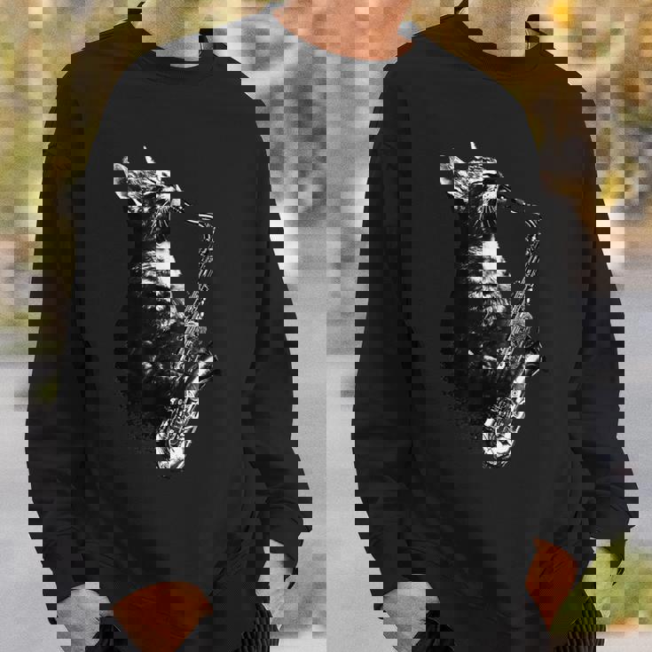 サックスを奏でる猫 面白い猫 ジャズ サックス 音楽 サックス スウェットシャツ 彼への贈り物