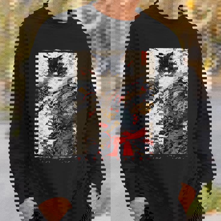 サムライ 猫戦士 浮世 墨絵 猫 サムライ スウェットシャツ 彼への贈り物