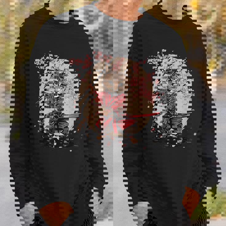 サムライキャット 日本戦士 サクラツリー 日本忍者 猫 スウェットシャツ 彼への贈り物