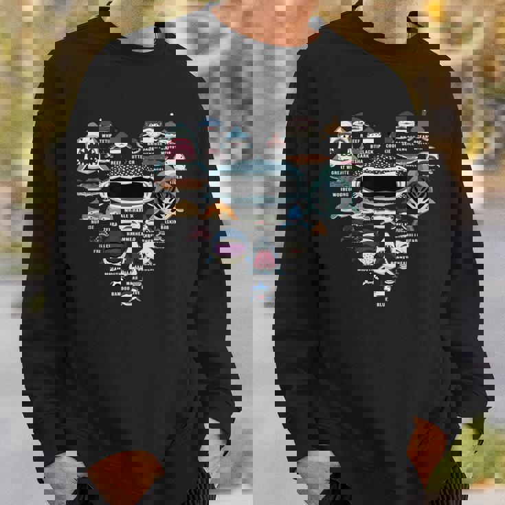 サメの識別の種類 サメの顔 シャークハート スウェットシャツ 彼への贈り物