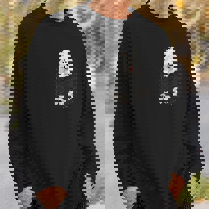 サモエド愛好家のための面白いサモエドをポケットに入れました スウェットシャツ 彼への贈り物