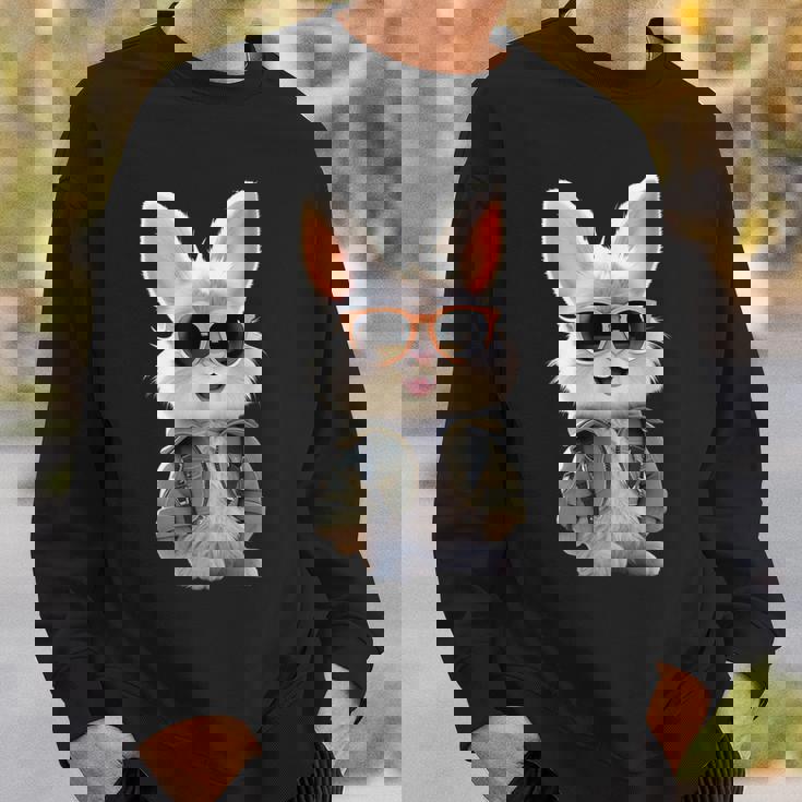 サングラスをかけたうさぎ 茶色のうさぎ かわいいうさぎ スウェットシャツ 彼への贈り物