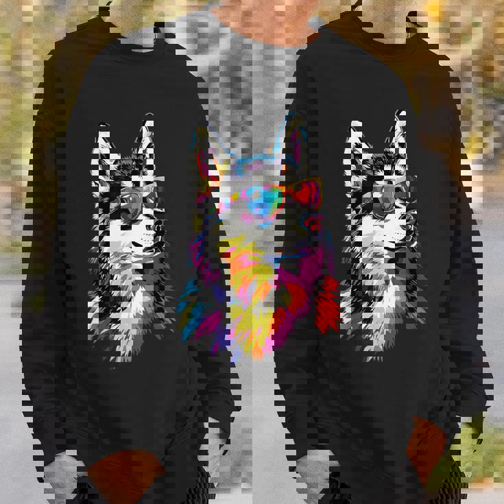 サングラスをかけたハスキー犬 私はシベリアンハスキーが大好きです。 スウェットシャツ 彼への贈り物