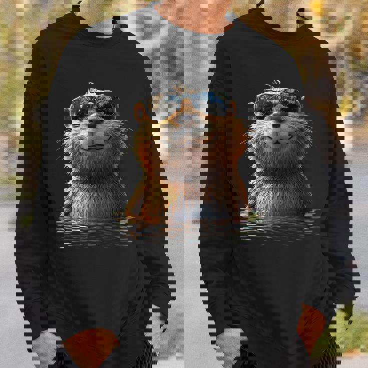 サングラスをかけたビーバー げっ歯類が大好き かわいいビーバー スウェットシャツ 彼への贈り物