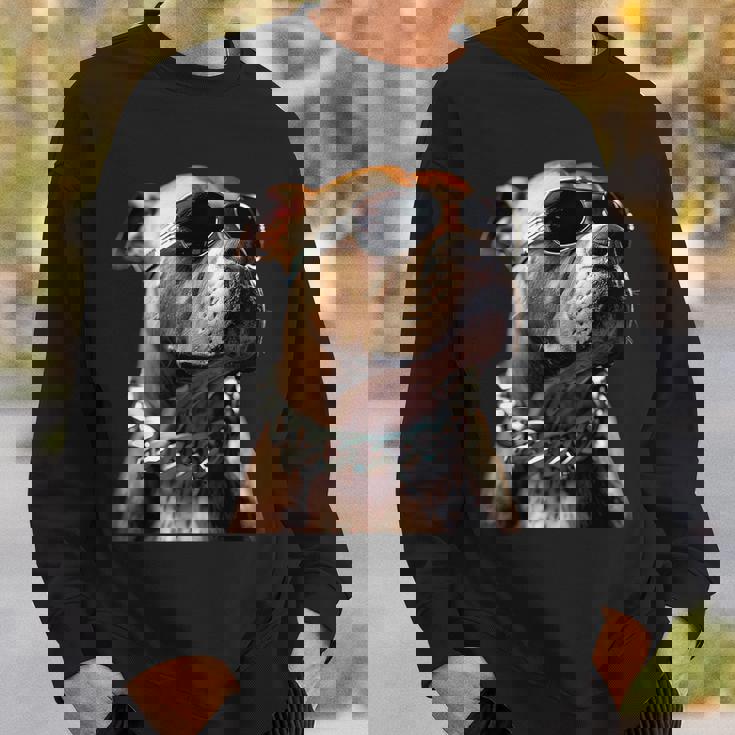 サングラスをかけたピットブル アメリカン・ピット・ブル・テリア スウェットシャツ 彼への贈り物