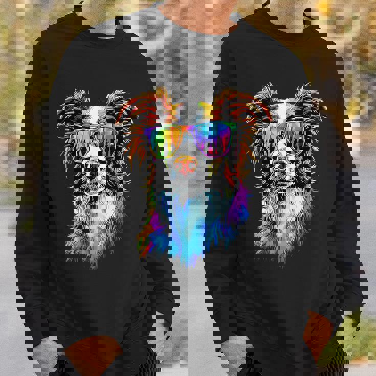 サングラスをかけたボーダーコリー 子犬 かわいいボーダーコリー スウェットシャツ 彼への贈り物