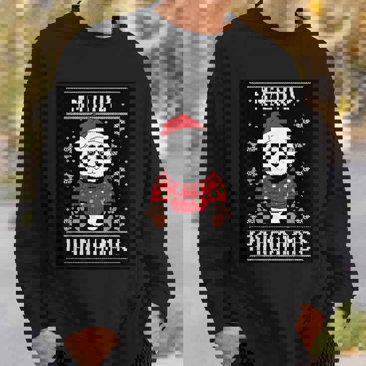 サンタ帽子付きパンダ 醜いクリスマス X-Mas スウェットシャツ 彼への贈り物