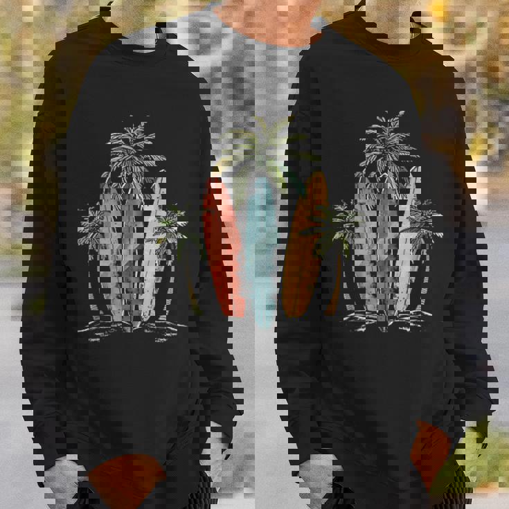 サーファー ヴィンテージ サーフボード ヤシの木 ビーチ サーフィン スウェットシャツ 彼への贈り物