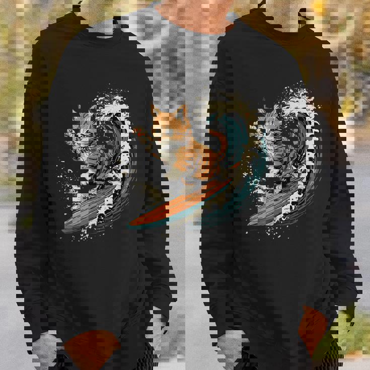 サーファー猫 サーフィン スウェットシャツ 彼への贈り物