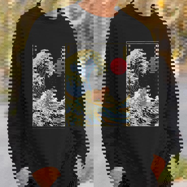 シェトランド 羊 シェルティ 和 神奈川波 おもしろ サーフ 犬 スウェットシャツ 彼への贈り物