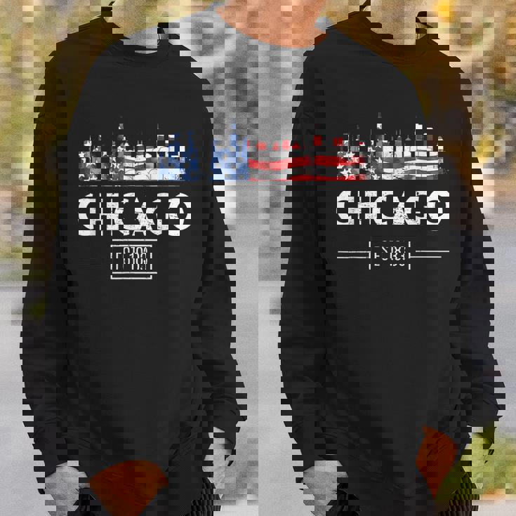 シカゴ 7月4日 アメリカ国旗 愛国的お土産 スウェットシャツ 彼への贈り物