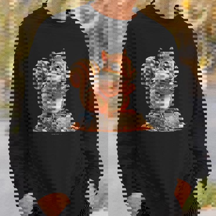 シマリス 森林 動物 木 リス 水彩 スウェットシャツ 彼への贈り物