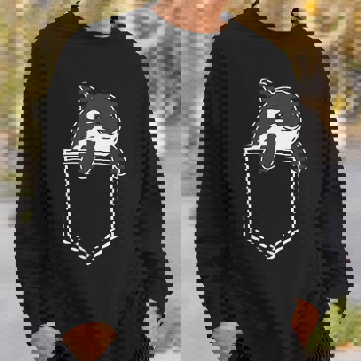 シャチポケット おもしろシャチ シャチ 海の動物 スウェットシャツ 彼への贈り物