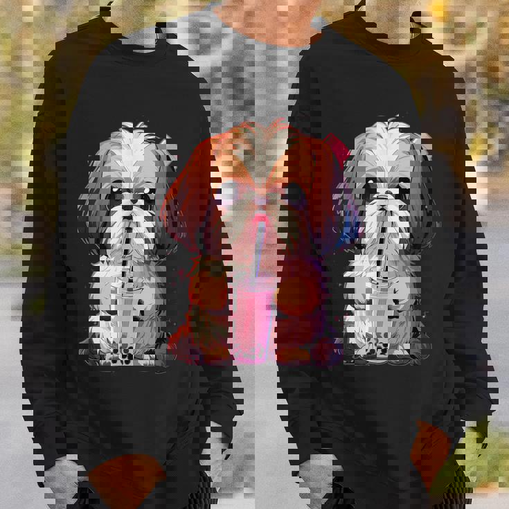 シーズー ボバティー バブルティー アニメ カワイイ 犬 スウェットシャツ 彼への贈り物