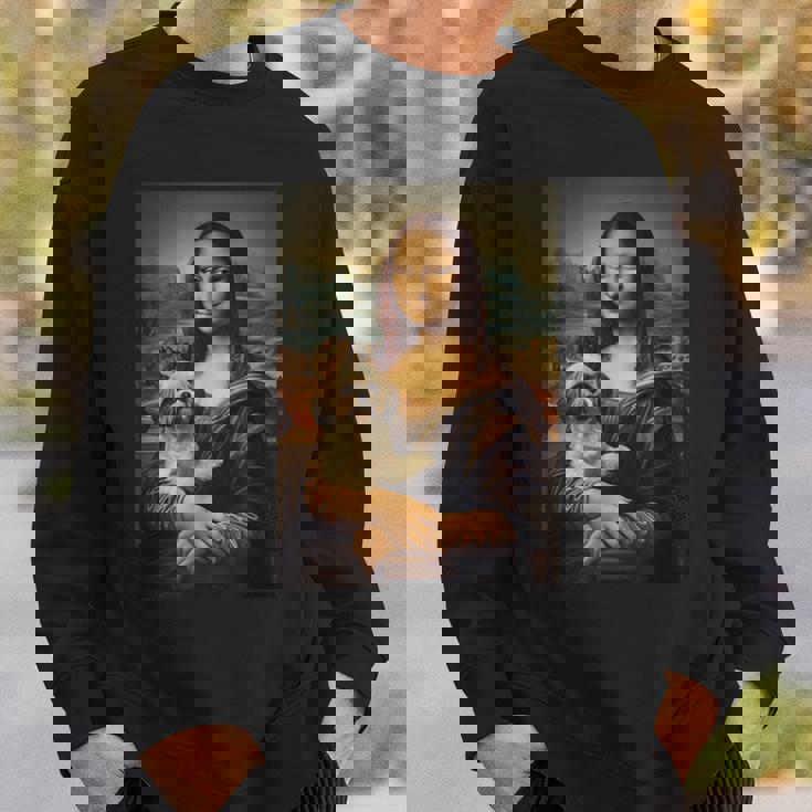 シーズー モナリザ 絵画 アート 犬 ママ お父さん スウェットシャツ 彼への贈り物