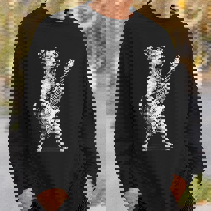 ジャック・ラッセル・テリア ギターを弾く ロックミュージック 犬好き スウェットシャツ 彼への贈り物