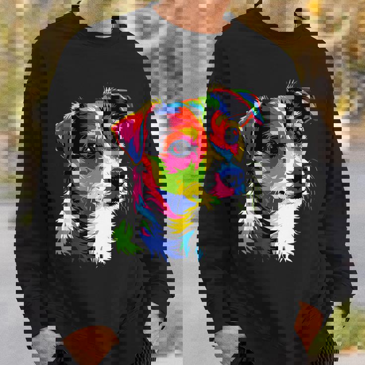 ジャック・ラッセル・テリア ブライトカラー ポップアート 愛犬家 スウェットシャツ 彼への贈り物