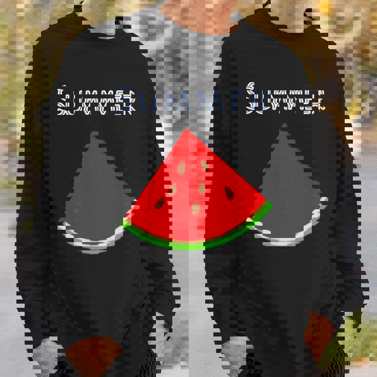 スイカ 1ピース・夏【 サマータイム 】リゾート・夏 大好き／面白 イラスト スウェットシャツ 彼への贈り物