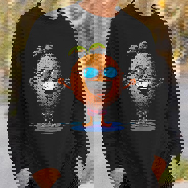 スイミングトランクとサングラスが付いた面白いココナッツ。 スウェットシャツ 彼への贈り物