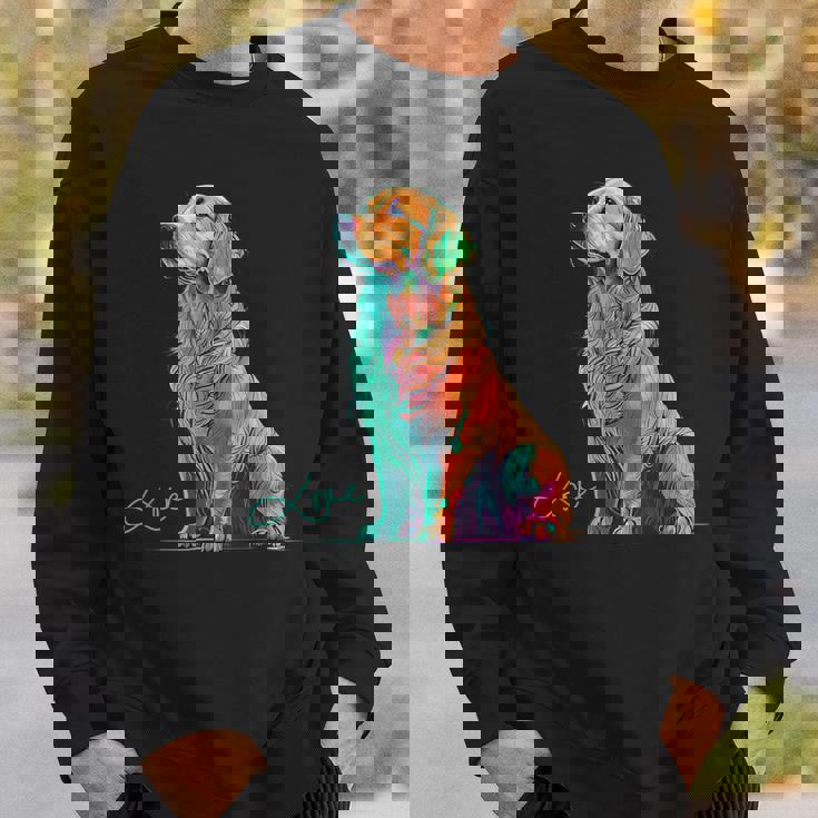 スウォッシュを持つゴールデンレトリバー、ゴールデンレトリバードッグ スウェットシャツ 彼への贈り物