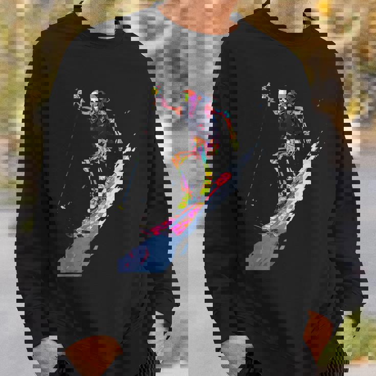 スキー スケルトン スキーヤー ダウンヒル 雪 冬 スキー スウェットシャツ 彼への贈り物