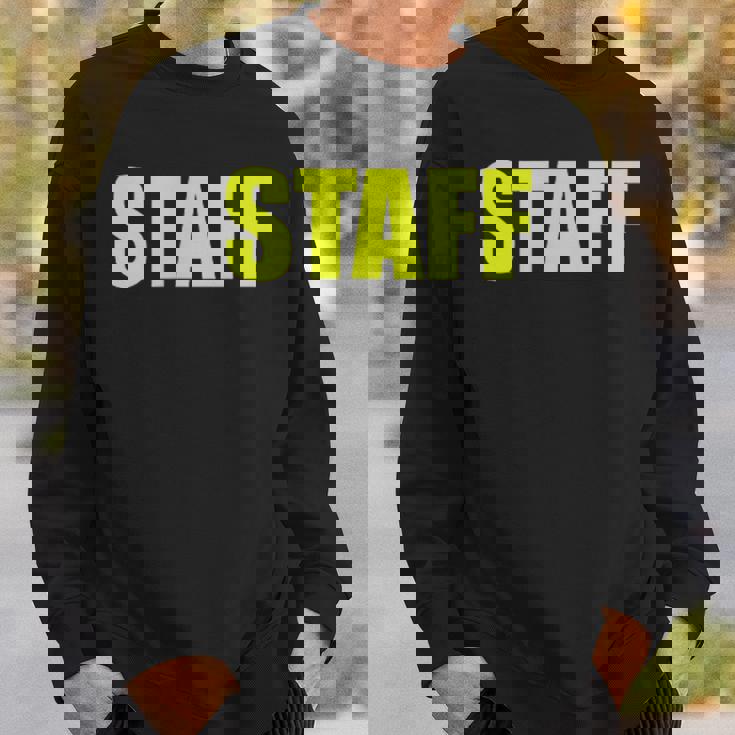 スタッフ社員 イベントスタッフ表裏 黄文字 スウェットシャツ 彼への贈り物