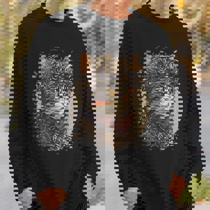 スチームパンク 猫 キティ 子猫 スチームパンク スウェットシャツ 彼への贈り物