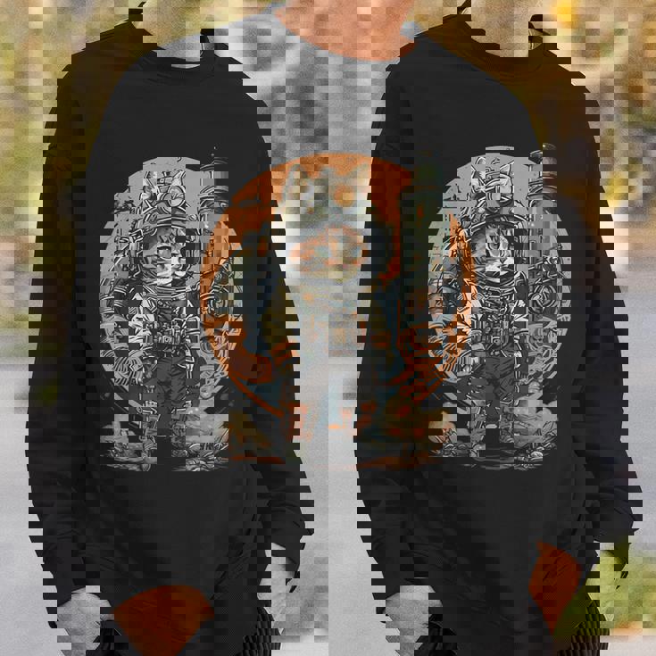 スチームパンク 猫 キティ 子猫 月 スペース スチームパンク スウェットシャツ 彼への贈り物