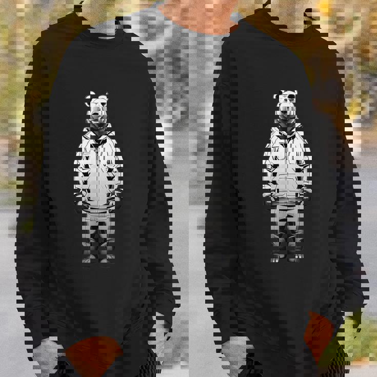 ストリートウェア風のミニマルなクマのイラスト スウェットシャツ 彼への贈り物