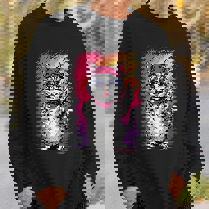 ストリートスタイル 猫 グラフィティ アート ストリートアート スウェットシャツ 彼への贈り物