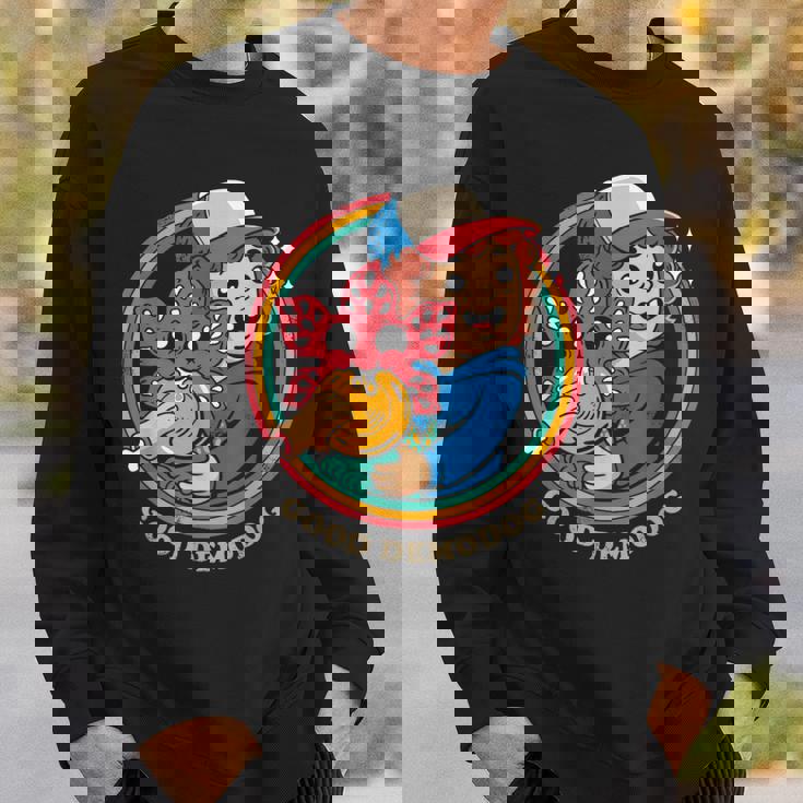 ストレンジャー・シングス ダスティン デモドグ ミーム 好奇心 コンパニオン 84 スウェットシャツ 彼への贈り物