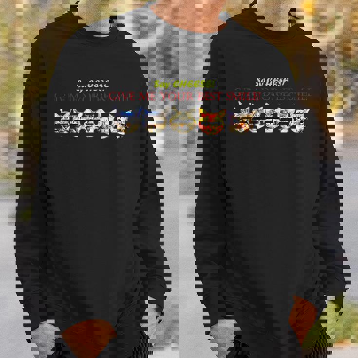 スマイル Smile 笑顔 笑う 猫 キャット Cat かわいい 面白い Cute 個性的 おしゃれ ねこ Rock スウェットシャツ 彼への贈り物