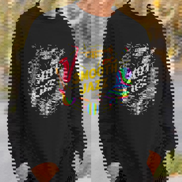 スムースジャズ カラフル 楽器 アート スウェットシャツ 彼への贈り物