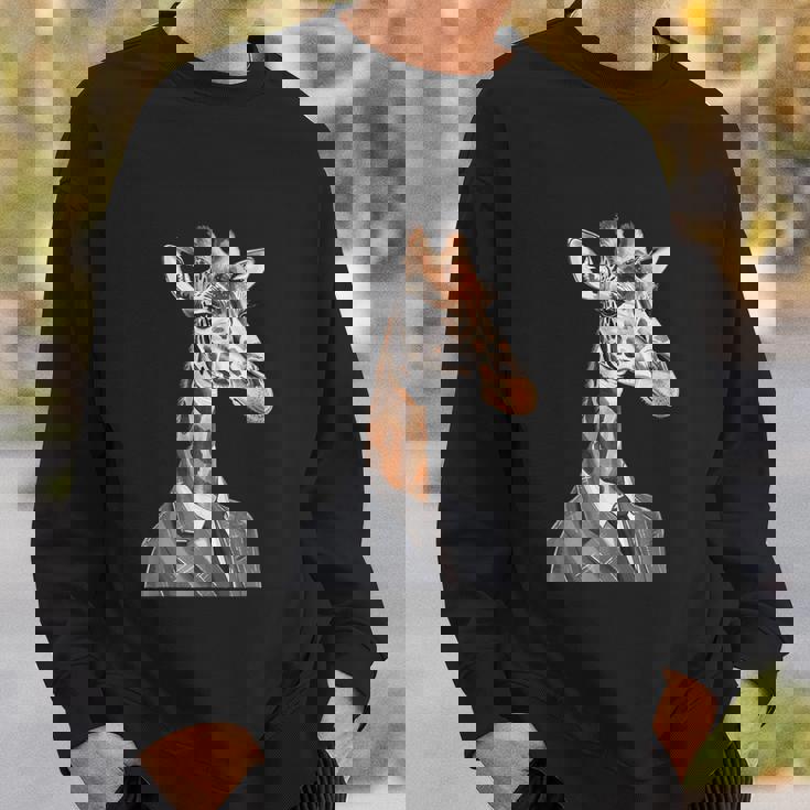 スーツ姿の面白いキリン スウェットシャツ 彼への贈り物