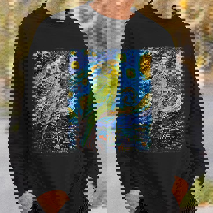 セキセイインコ オウム 鳥 星月夜 絵画 スウェットシャツ 彼への贈り物