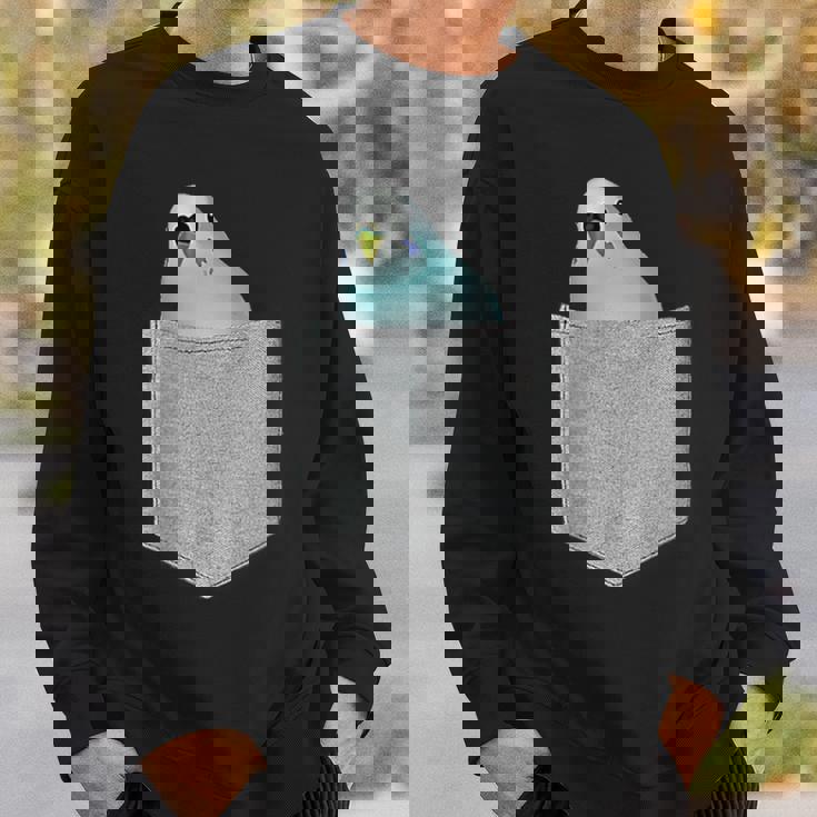 セキセイインコ ポケットから覗く 可愛いデザイン スウェットシャツ 彼への贈り物