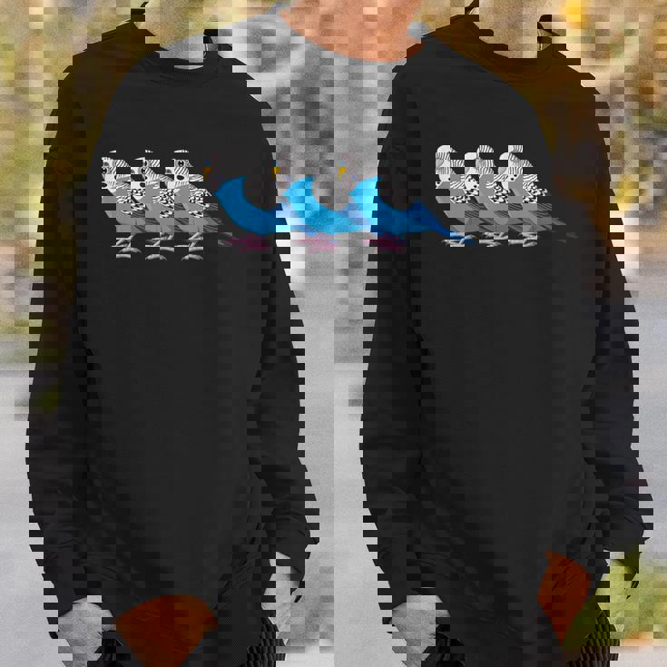 セキセイインコ鳥、セキセイインコ青い鳥 スウェットシャツ 彼への贈り物