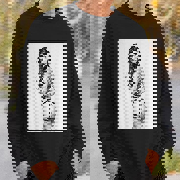 セクシーガールグラフィックtシャツ セクシーブルネットピンナップガール B&W スウェットシャツ 彼への贈り物