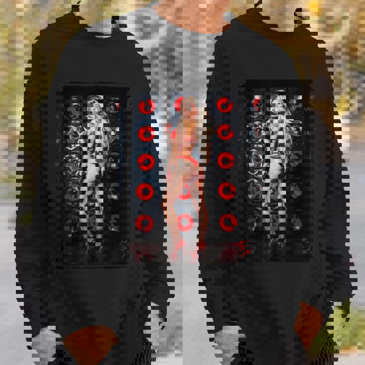 セクシーガールグラフィックtシャツ 赤いビキニを着たブロンドゴーゴーダンサー スウェットシャツ 彼への贈り物