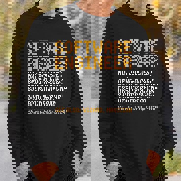 ソフトウェアエンジニア定義面白いコンピュータサイエンスジョーク スウェットシャツ 彼への贈り物