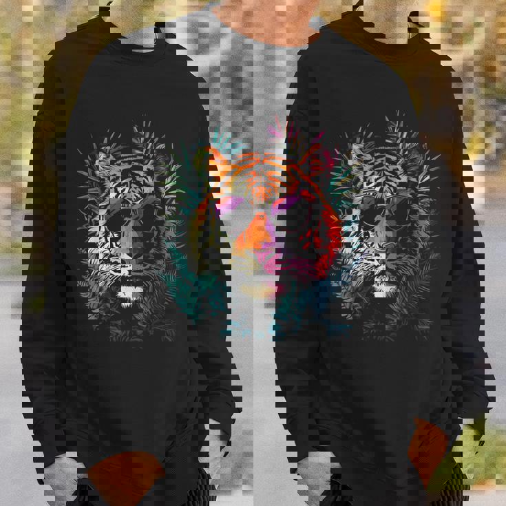 タイガーフェイス 動物好きモチーフ サングラス イラスト 虎 スウェットシャツ 彼への贈り物