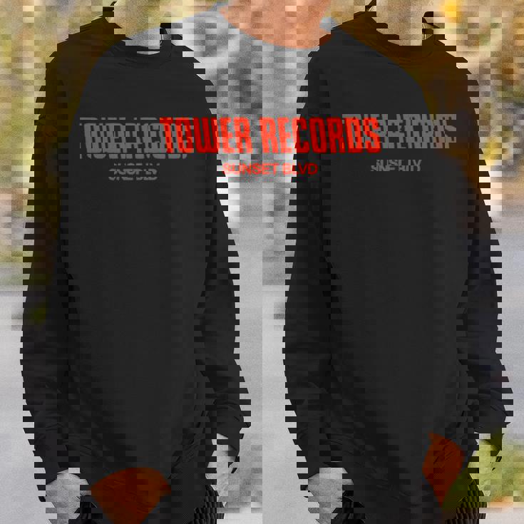 タワーレコード レトロ サンセット ブルバード ビンテージ音楽 ハリウッド 長袖tシャツ スウェットシャツ 彼への贈り物