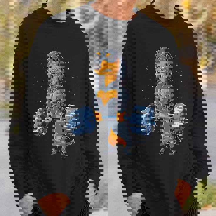 ダックスフント ウェイトリフティング 面白い デッドリフト メンズ フィットネス ジム ギフト スウェットシャツ 彼への贈り物