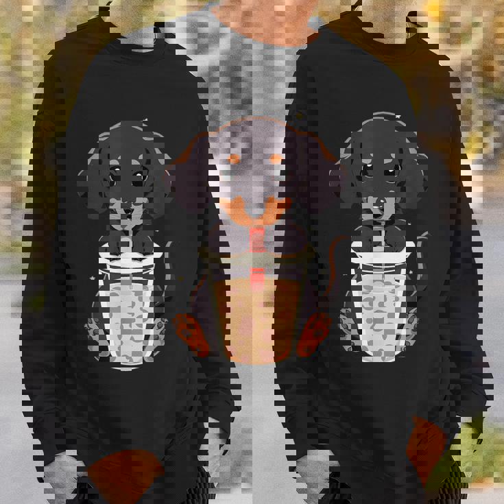 ダックスフンド ボバティー バブルティー アニメ カワイイ 犬 スウェットシャツ 彼への贈り物